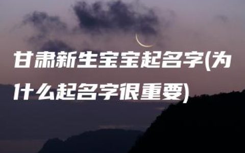 甘肃新生宝宝起名字(为什么起名字很重要)