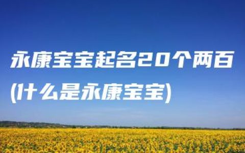 永康宝宝起名20个两百(什么是永康宝宝)