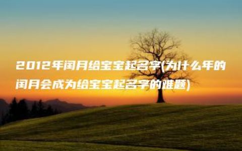 2012年闰月给宝宝起名字(为什么年的闰月会成为给宝宝起名字的难题)