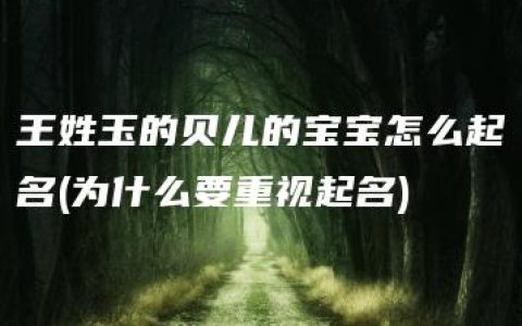 王姓玉的贝儿的宝宝怎么起名(为什么要重视起名)