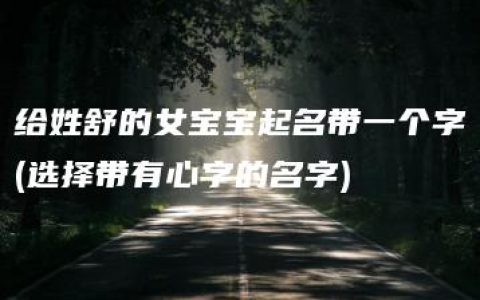 给姓舒的女宝宝起名带一个字(选择带有心字的名字)