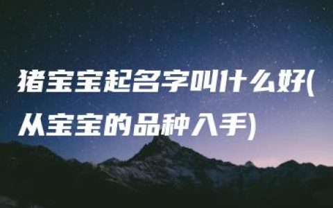 猪宝宝起名字叫什么好(从宝宝的品种入手)