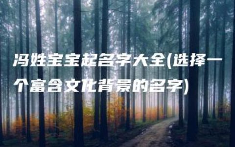 冯姓宝宝起名字大全(选择一个富含文化背景的名字)