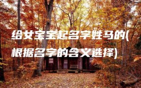 给女宝宝起名字姓马的(根据名字的含义选择)