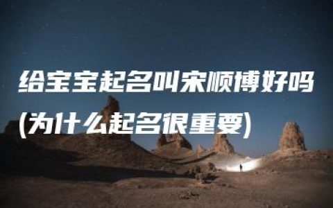 给宝宝起名叫宋顺博好吗(为什么起名很重要)