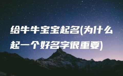 给牛牛宝宝起名(为什么起一个好名字很重要)