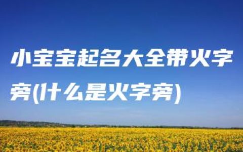 小宝宝起名大全带火字旁(什么是火字旁)