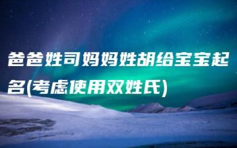 爸爸姓司妈妈姓胡给宝宝起名(考虑使用双姓氏)