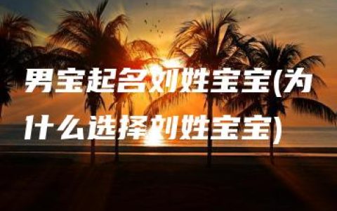 男宝起名刘姓宝宝(为什么选择刘姓宝宝)