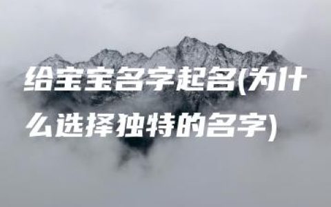 给宝宝名字起名(为什么选择独特的名字)