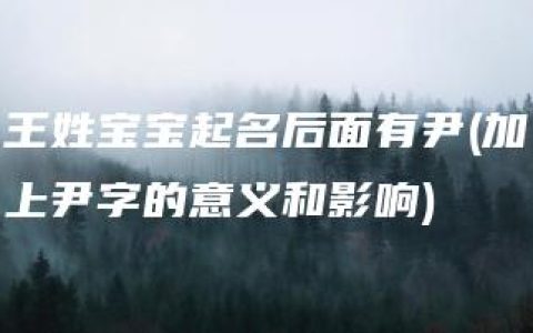 王姓宝宝起名后面有尹(加上尹字的意义和影响)