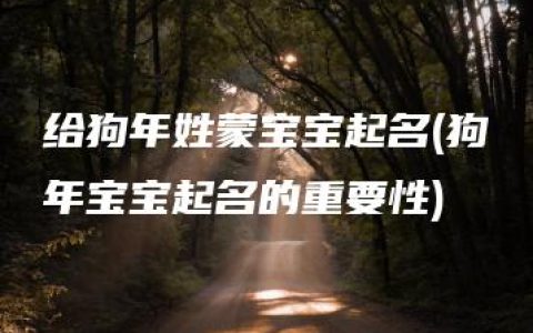 给狗年姓蒙宝宝起名(狗年宝宝起名的重要性)