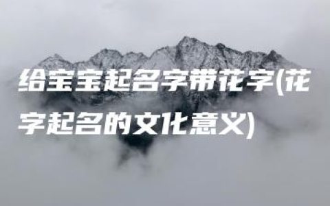 给宝宝起名字带花字(花字起名的文化意义)