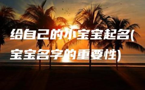 给自己的小宝宝起名(宝宝名字的重要性)