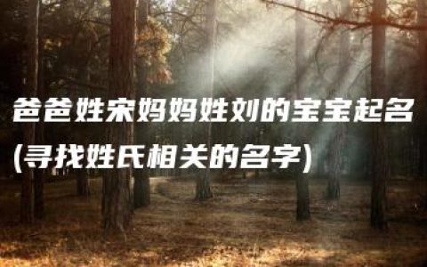 爸爸姓宋妈妈姓刘的宝宝起名(寻找姓氏相关的名字)