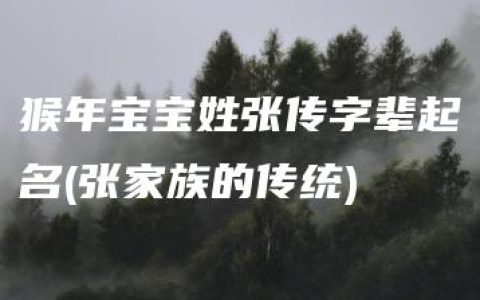 猴年宝宝姓张传字辈起名(张家族的传统)