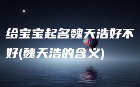 给宝宝起名魏天浩好不好(魏天浩的含义)