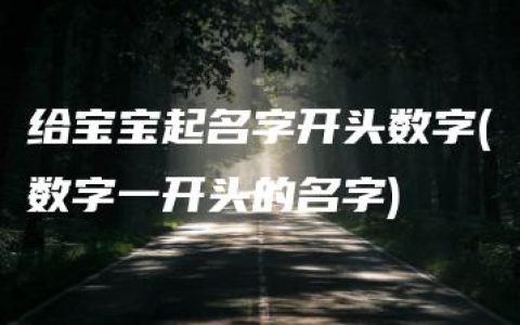 给宝宝起名字开头数字(数字一开头的名字)