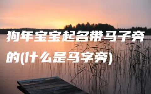 狗年宝宝起名带马子旁的(什么是马字旁)