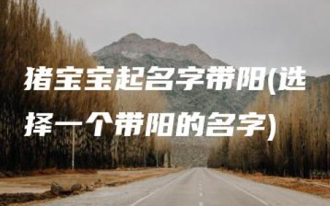 猪宝宝起名字带阳(选择一个带阳的名字)