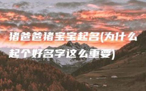 猪爸爸猪宝宝起名(为什么起个好名字这么重要)