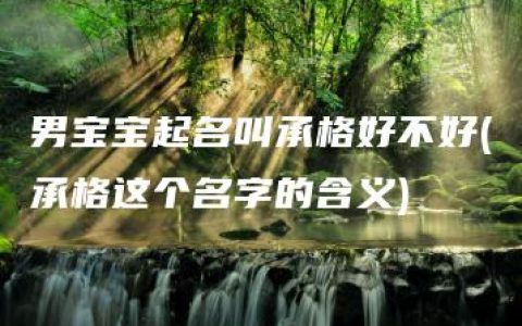 男宝宝起名叫承格好不好(承格这个名字的含义)