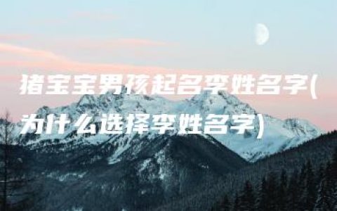 猪宝宝男孩起名李姓名字(为什么选择李姓名字)