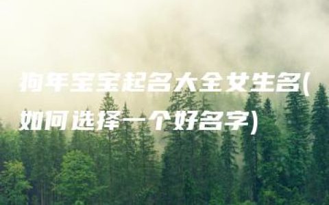 狗年宝宝起名大全女生名(如何选择一个好名字)