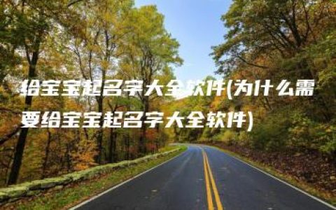 给宝宝起名字大全软件(为什么需要给宝宝起名字大全软件)