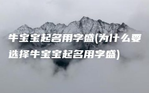 牛宝宝起名用字盛(为什么要选择牛宝宝起名用字盛)