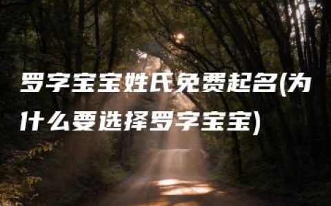 罗字宝宝姓氏免费起名(为什么要选择罗字宝宝)