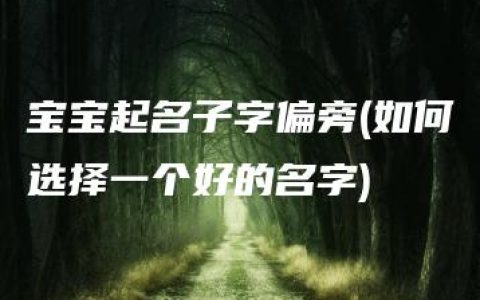 宝宝起名子字偏旁(如何选择一个好的名字)