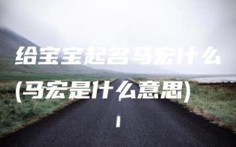 给宝宝起名马宏什么(马宏是什么意思)