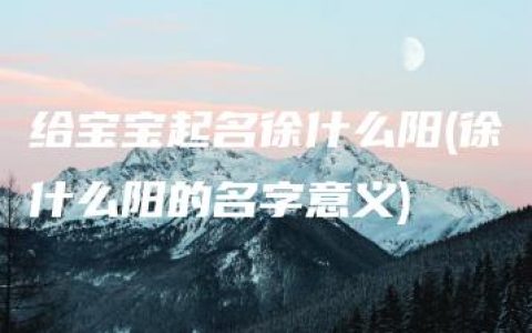 给宝宝起名徐什么阳(徐什么阳的名字意义)