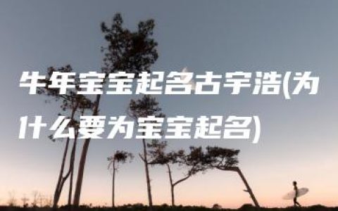 牛年宝宝起名古宇浩(为什么要为宝宝起名)