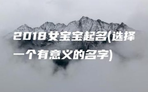 2018女宝宝起名(选择一个有意义的名字)