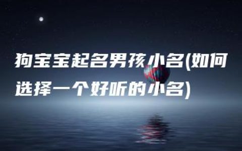 狗宝宝起名男孩小名(如何选择一个好听的小名)