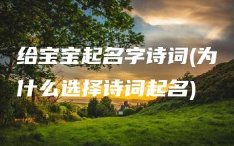 给宝宝起名字诗词(为什么选择诗词起名)