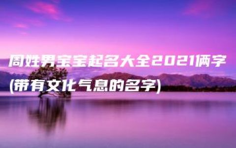 周姓男宝宝起名大全2021俩字(带有文化气息的名字)