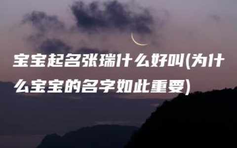 宝宝起名张瑞什么好叫(为什么宝宝的名字如此重要)