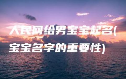 人民网给男宝宝起名(宝宝名字的重要性)