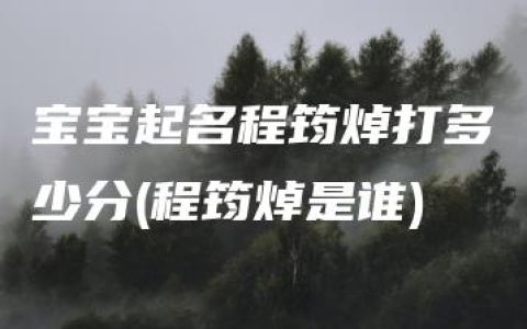 宝宝起名程筠焯打多少分(程筠焯是谁)