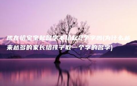 现在给宝宝起名字不给起2个字吗(为什么越来越多的家长给孩子取一个字的名字)