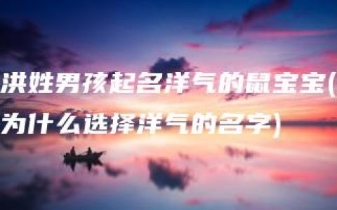 洪姓男孩起名洋气的鼠宝宝(为什么选择洋气的名字)