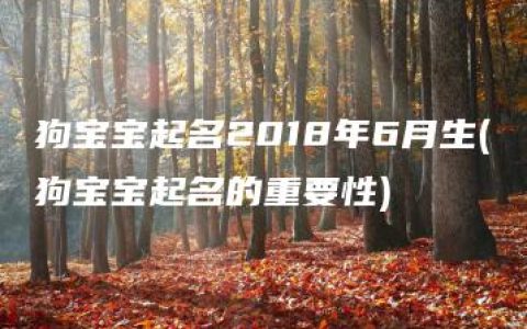 狗宝宝起名2018年6月生(狗宝宝起名的重要性)