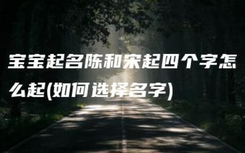 宝宝起名陈和宋起四个字怎么起(如何选择名字)