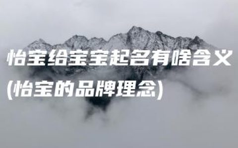 怡宝给宝宝起名有啥含义(怡宝的品牌理念)