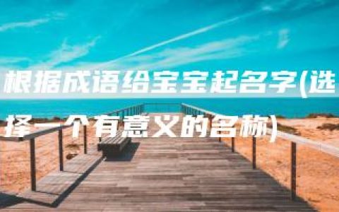 根据成语给宝宝起名字(选择一个有意义的名称)