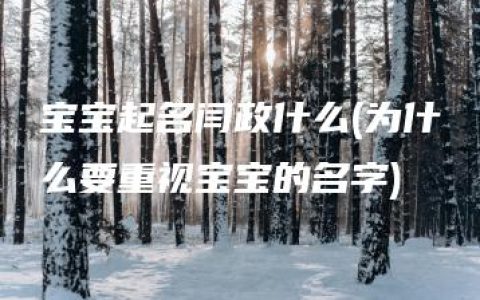 宝宝起名闫政什么(为什么要重视宝宝的名字)