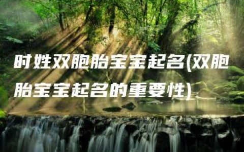 时姓双胞胎宝宝起名(双胞胎宝宝起名的重要性)